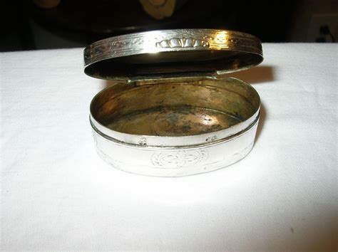 vintage football metal snuff box round|Antique Round Metal Snuff Box .